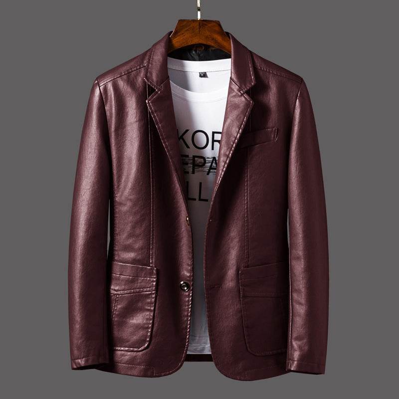 Men's Slim Fit Leather Jacket - Studded Lapels for Autumn & Winter - Buy Center