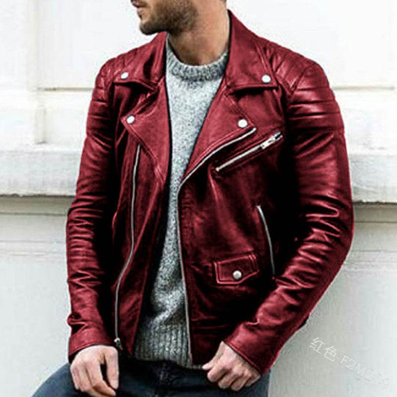 Men's PU Punk Leather Jacket - Stylish Stand Collar for Modern Fashion - Buy Center