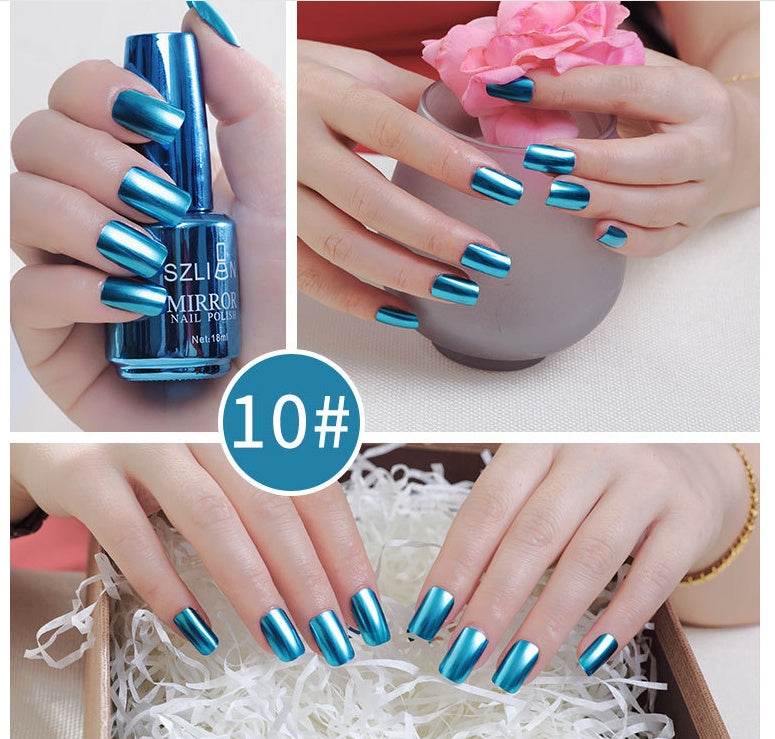 12-Color Mirror Nail Polish - Dazzling Metallic Shine for Fashionistas - Buy Center