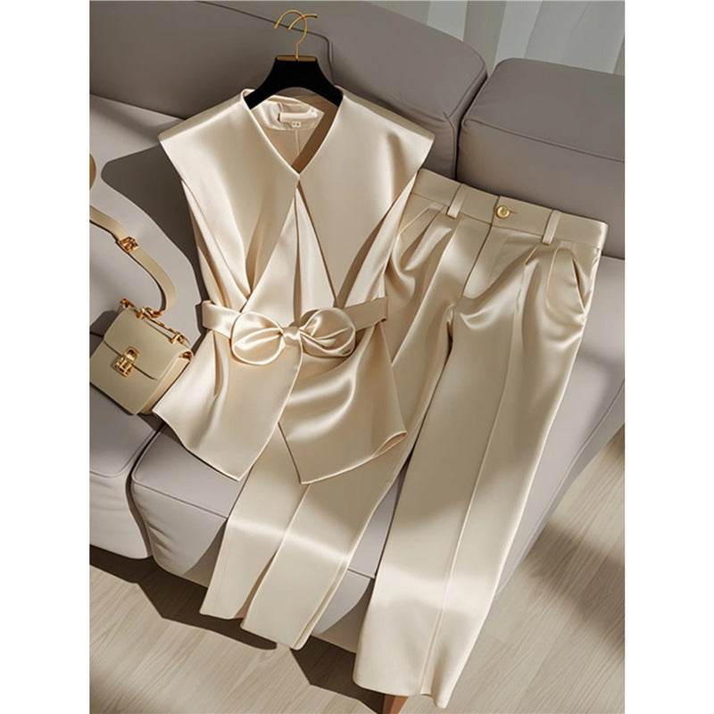 Western Style Champagne Top & Trousers Set - Trendy Fashion for 2025 - Buy Center