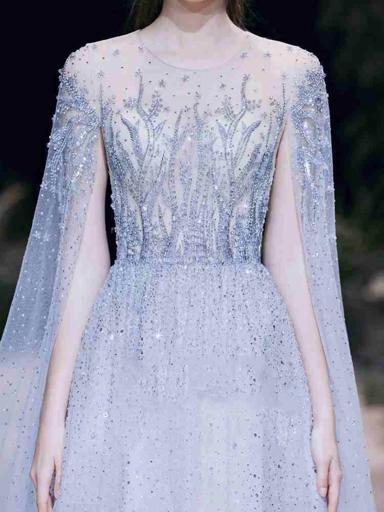 High-End A-Line Evening Dress for Engagement - Elegant U-Neck Style - Buy Center