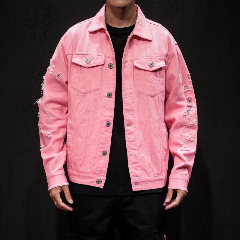 Men's Plus Size Denim Jacket - Embroidered Genuine Leather, Stylish Fit - Buy Center
