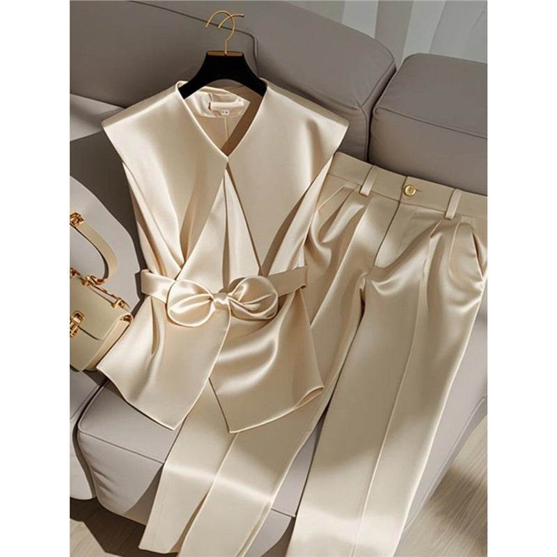Western Style Champagne Top & Trousers Set - Trendy Fashion for 2025 - Buy Center