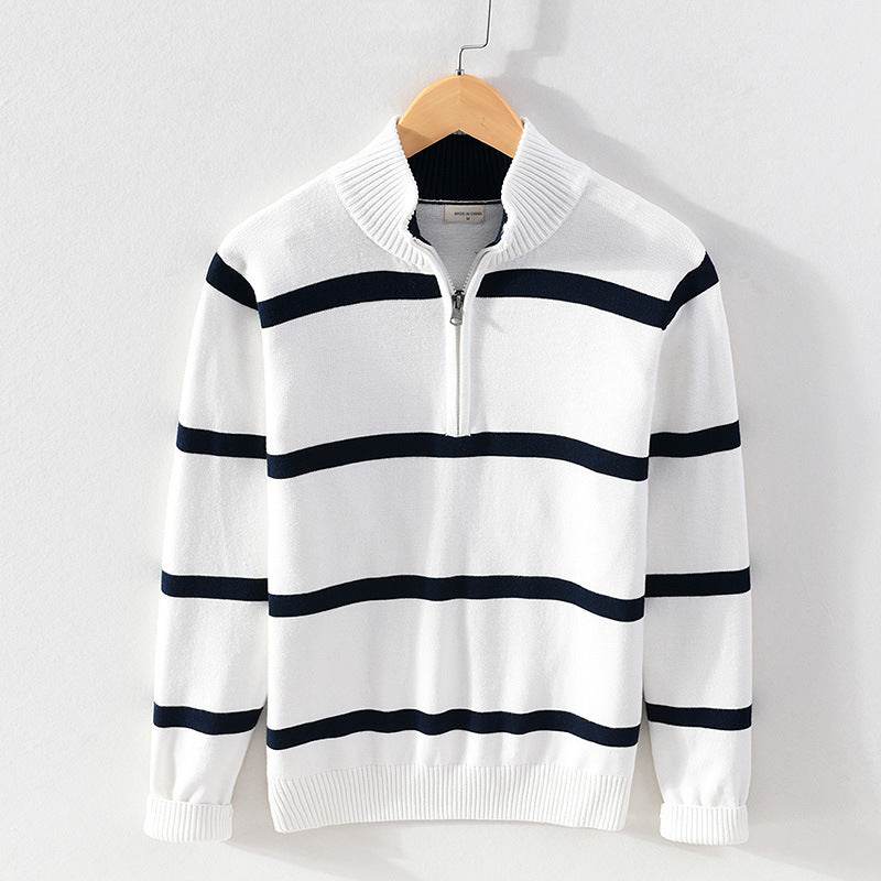 Men's Turtleneck Cotton Wool Half-Zipper Sweater - Slim Fit & Warm - Buy Center