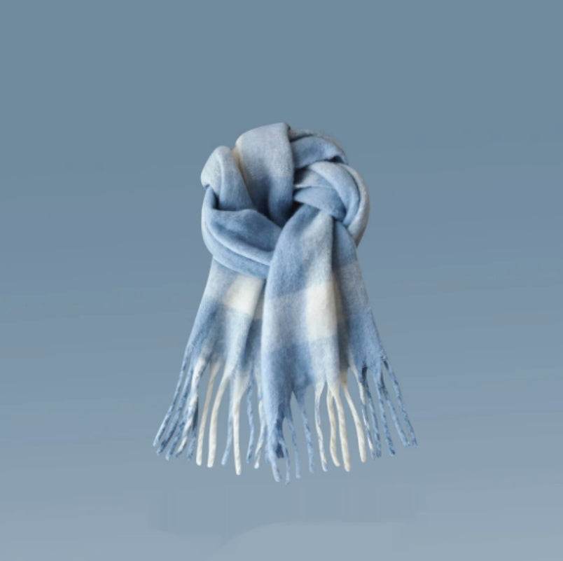 Women's Thick Warm Winter Shawl - Cozy Wool Wrap with Tassel Details - Buy Center