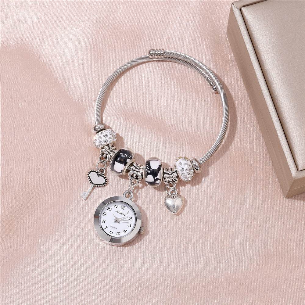 Women's Bangle Watch - Quartz Love Heart Pendant, Minimalist Design - Buy Center
