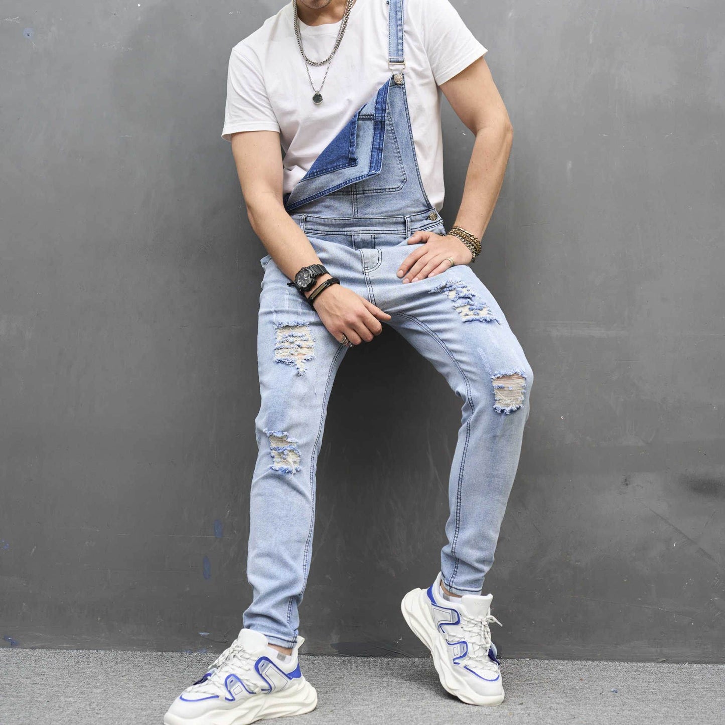Buycenter Men's Slim Ripped Skinny Trousers - Stylish Denim for Spring & Autumn - Buy Center