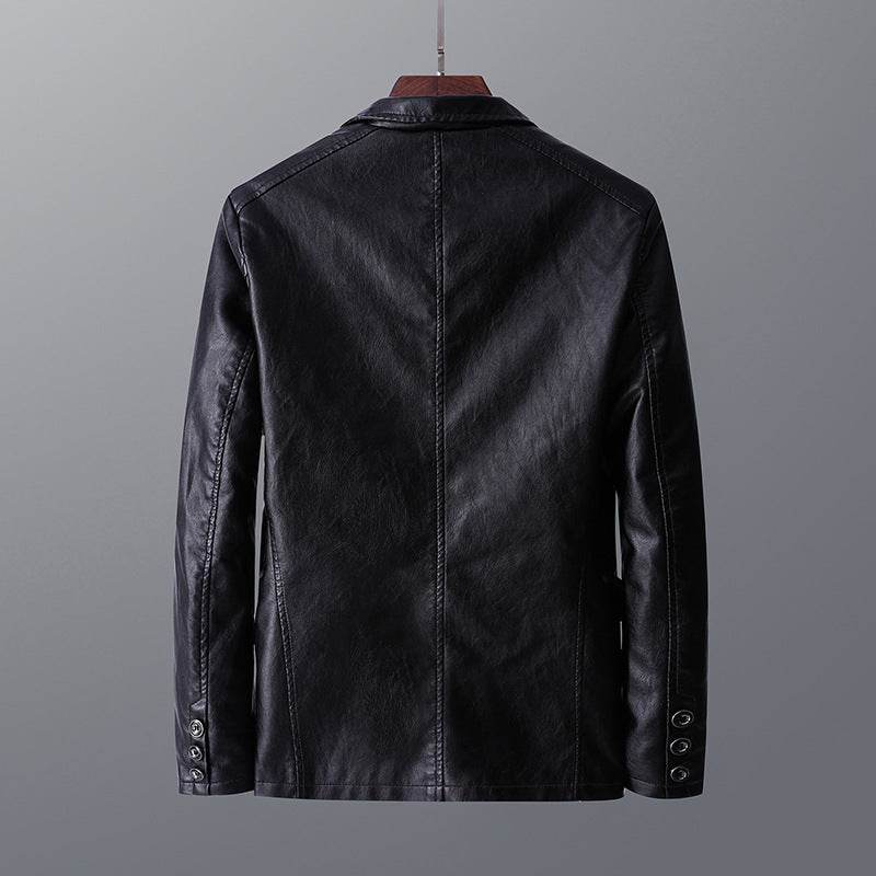 Men's Slim Fit Leather Jacket - Studded Lapels for Autumn & Winter - Buy Center