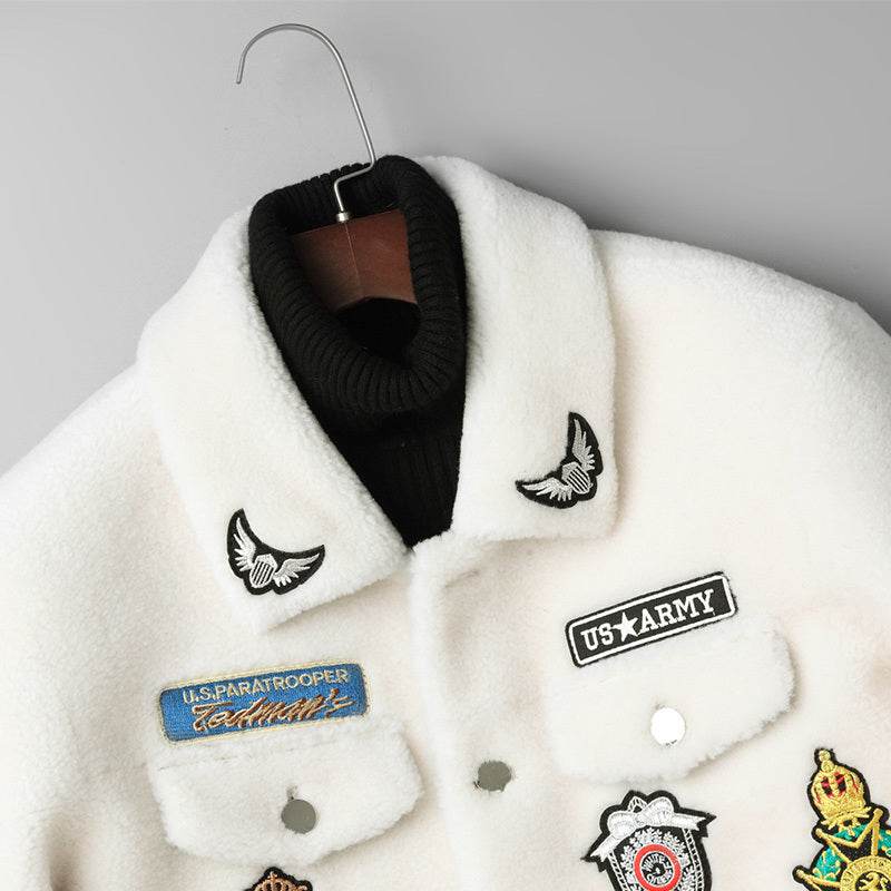 Fashionable White Grain Lamb Fur Jacket - Genuine Leather M-5XL Sizes - Buy Center