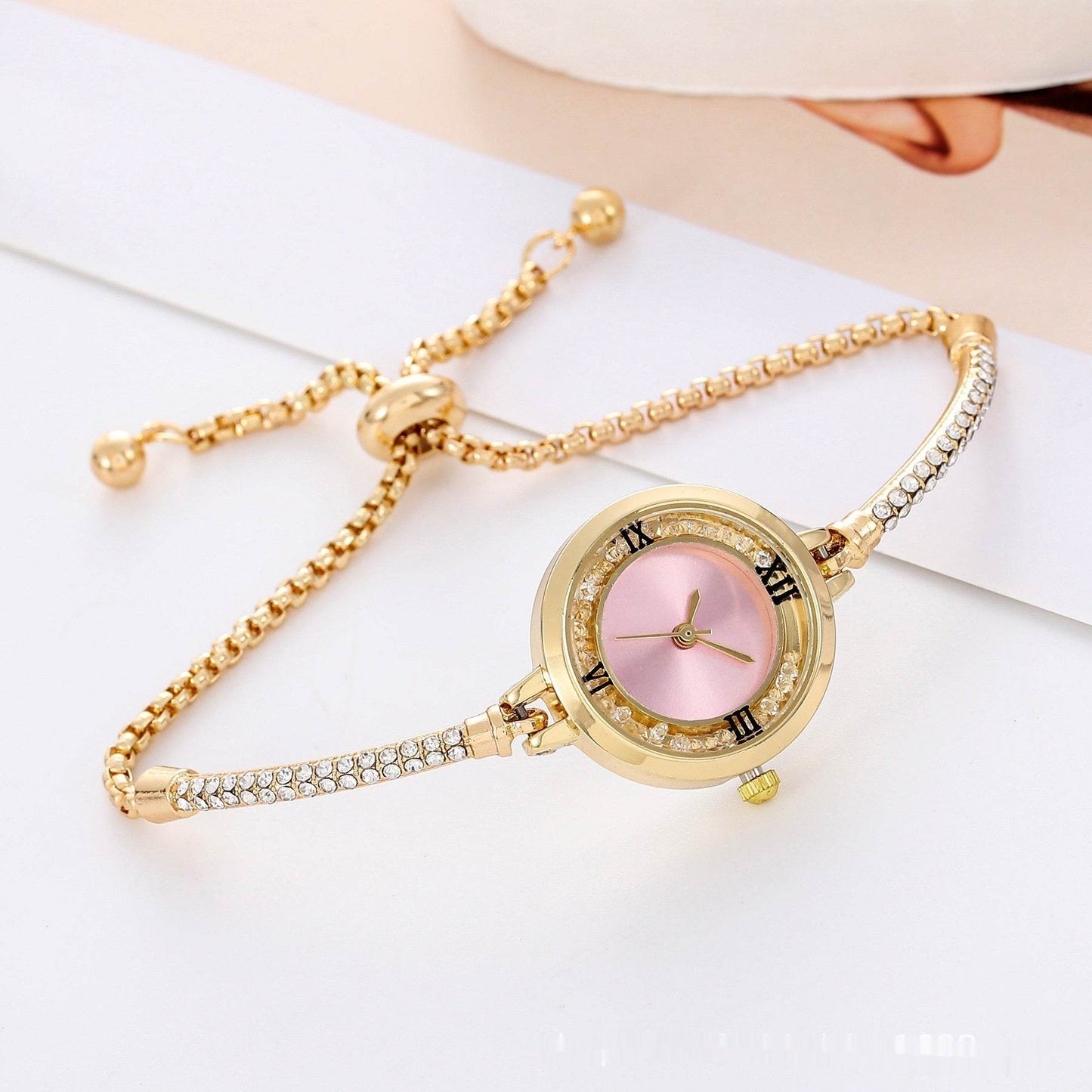 Fashion Diamond Round Women's Quartz Watch - Elegant Design & Calendar - Buy Center