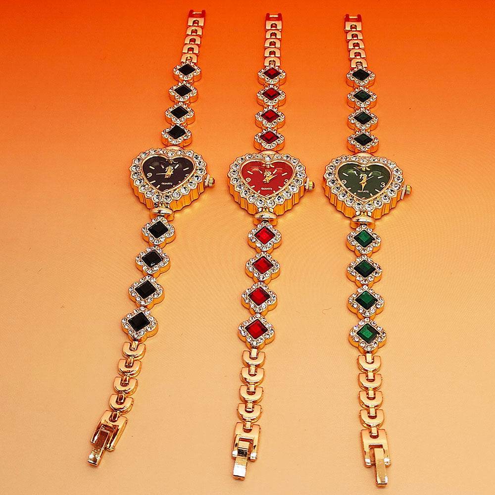 Fashion Love Shape Bracelet Watch Set - Diamond Heart Quartz Jewelry - Buy Center