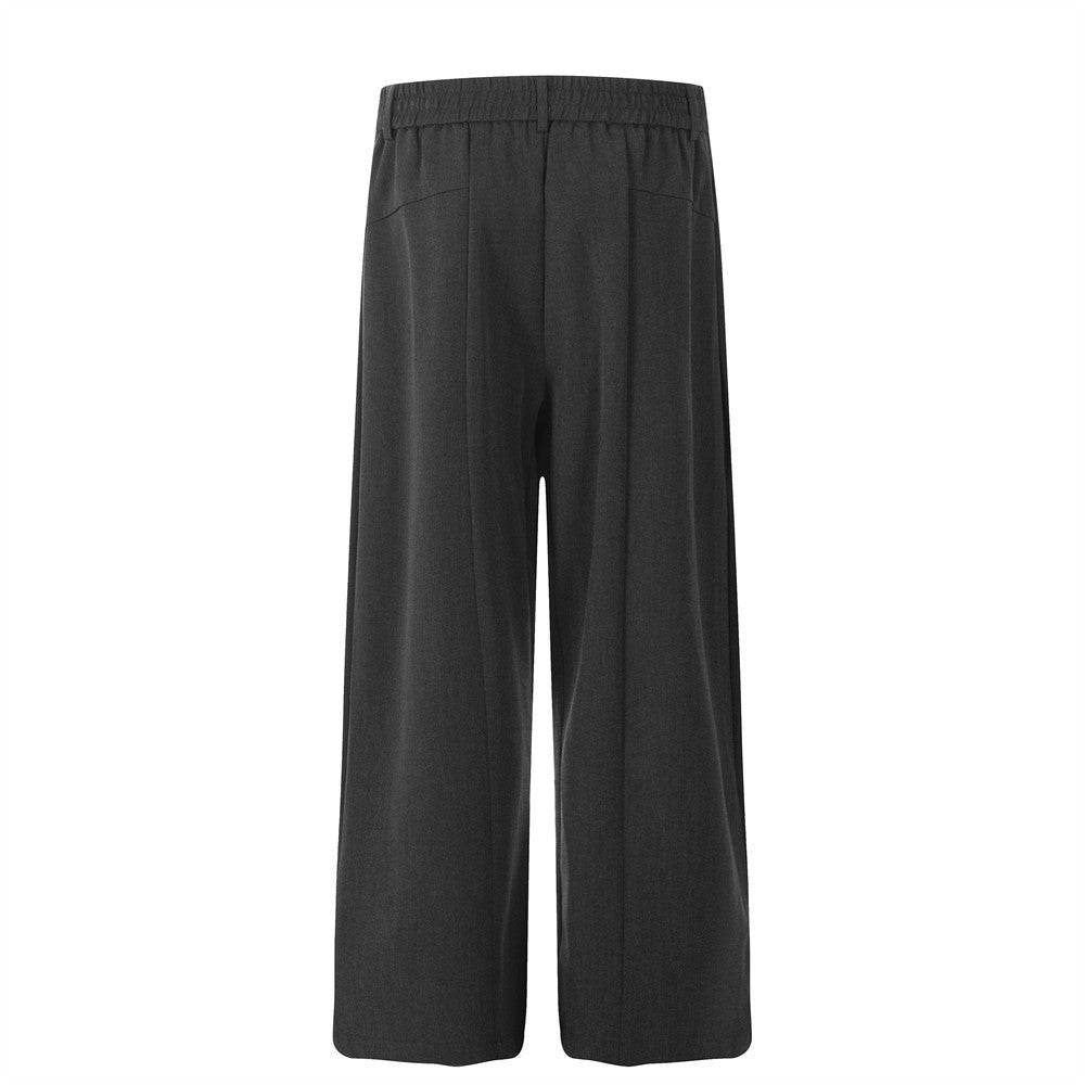Casual Wide Leg Trousers - Loose Fit Draping Gray Pants for Comfort - Buy Center