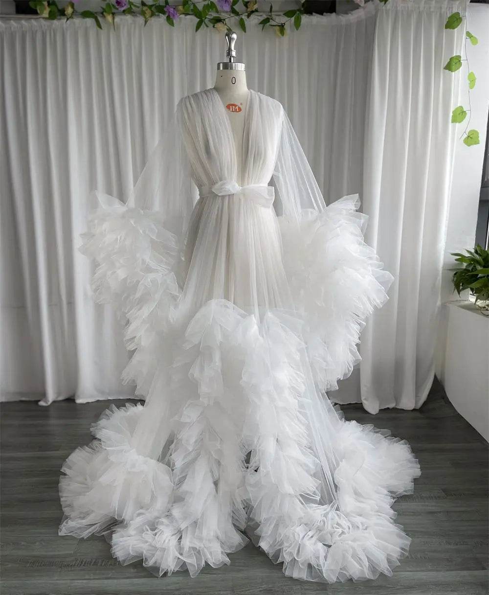 Linda White Maternity Bridal Robe - Customizable Elegant Bathrobe - Buy Center