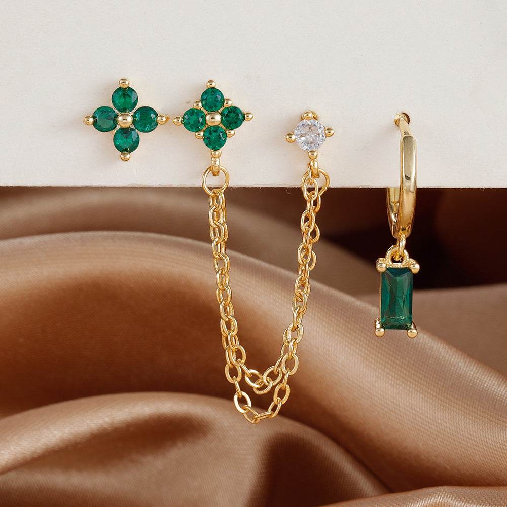 3-Piece Birthstone Earrings Set - Zodiac Designs for Stylish Women - Buy Center