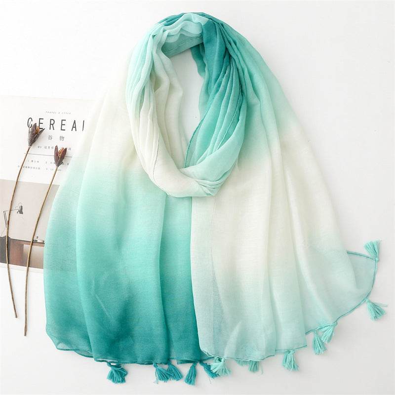 Gradient Travel Scarf - Lightweight Silk Wrap for Sun Protection & Style - Buy Center