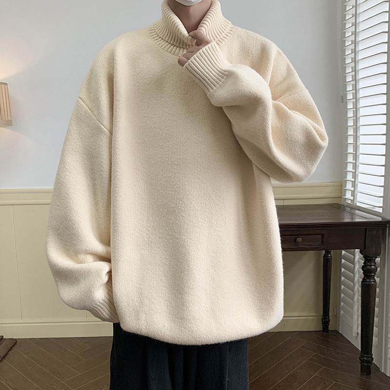 Solid Color Loose Pullover Sweater for Men - Comfy Long Sleeve Style - Buy Center