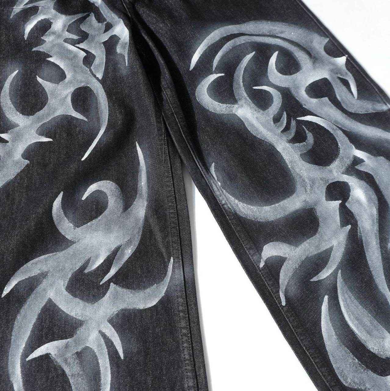 American Retro Loose Jeans for Men - Vintage Washed Black Style 2025