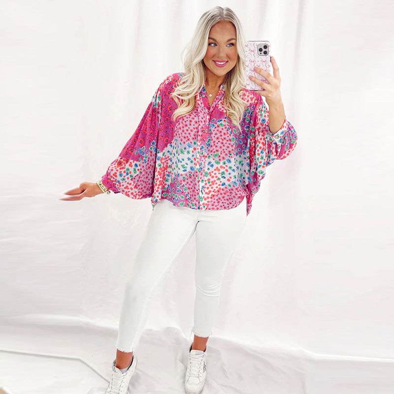 Casual Loose Long Sleeve Shirt - Stylish Color Matching & Single-Breasted - Buy Center