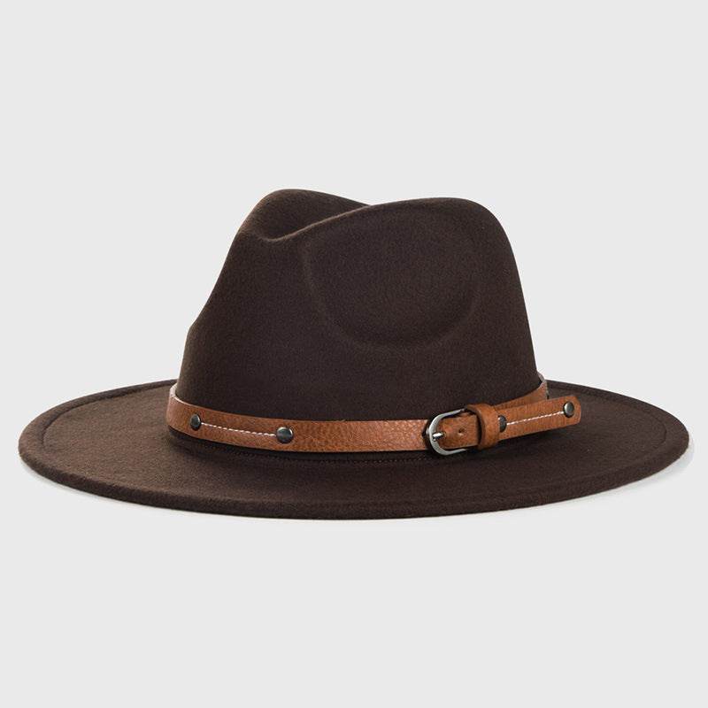 Big Brim Jazz Cowboy Hat - Stylish Women's Hat with Monochrome Belt - Buy Center