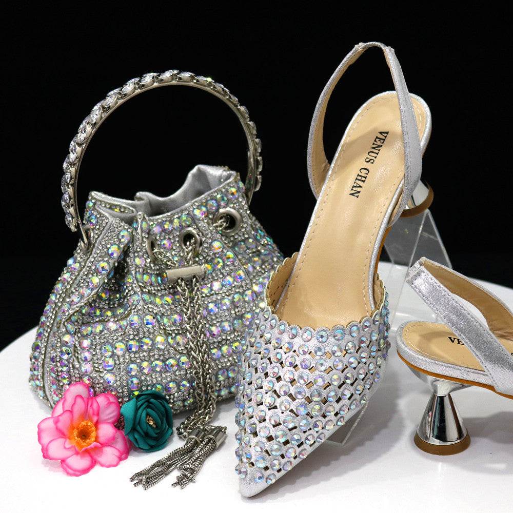 Colorful Stone Handbag & Pumps Set - Elegant Pointed Toe, Modern Style 2025 - Buy Center