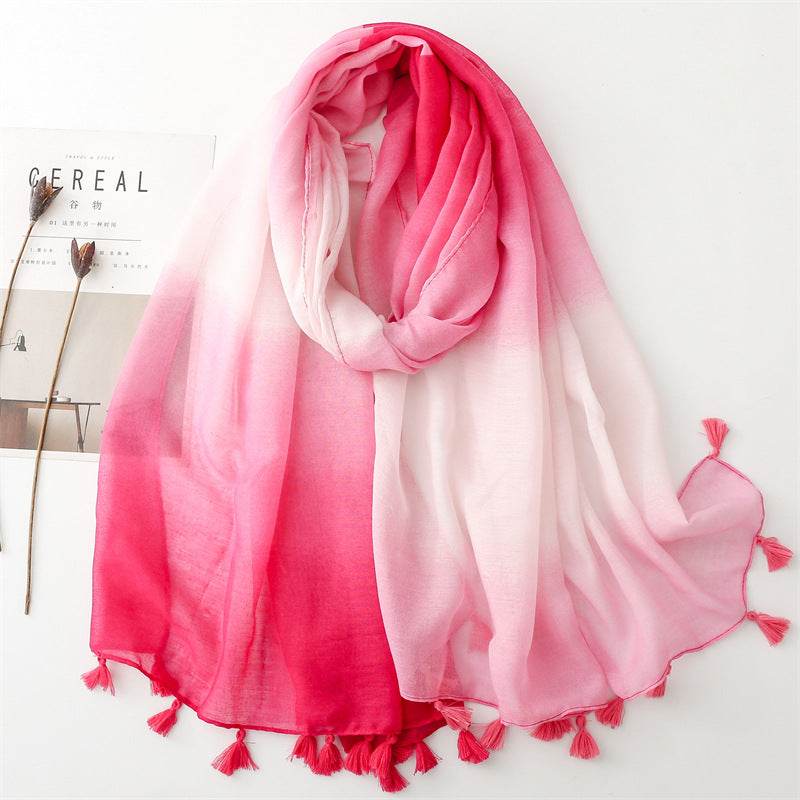 Gradient Travel Scarf - Lightweight Silk Wrap for Sun Protection & Style - Buy Center