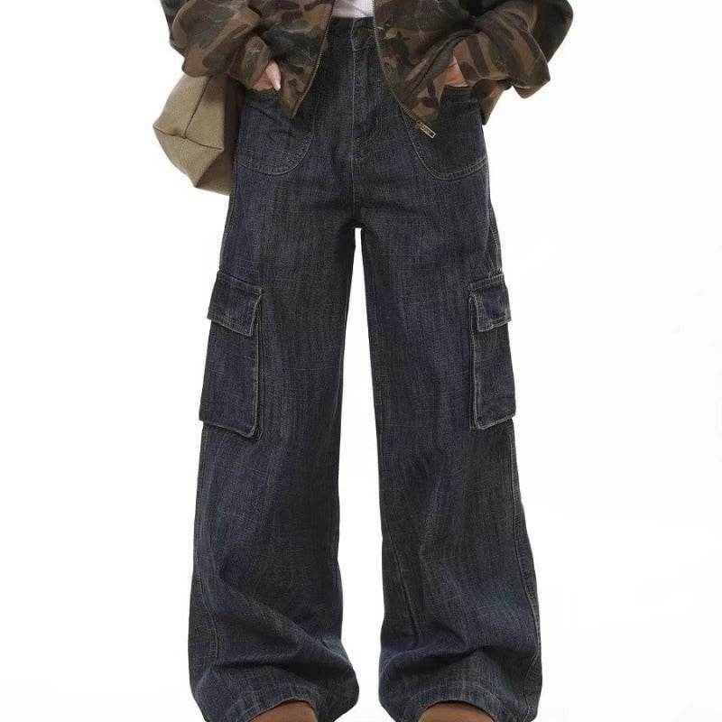 American Retro Loose Wide Leg Jeans - Comfortable Mid Waist Fit for All