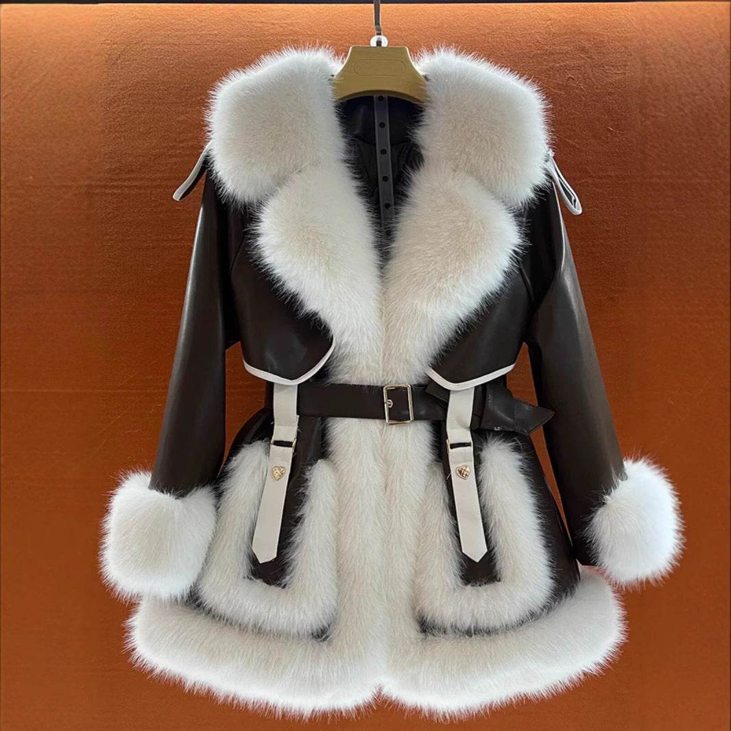 Elegant Big Fur Collar Coat - Luxurious Faux Fur Winter Wear for Women - Buy Center