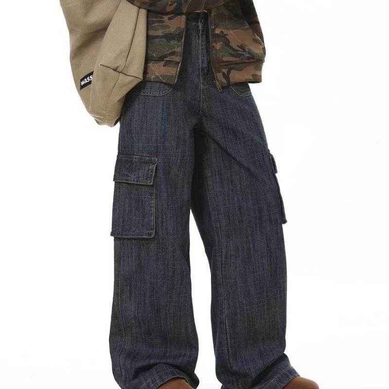 American Retro Loose Wide Leg Jeans - Comfortable Mid Waist Fit for All
