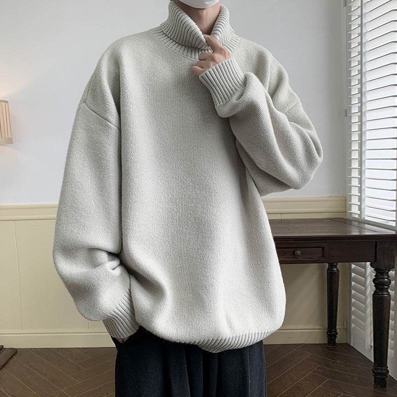 Solid Color Loose Pullover Sweater for Men - Comfy Long Sleeve Style - Buy Center