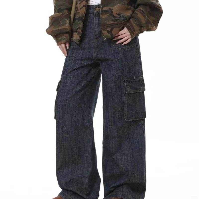 American Retro Loose Wide Leg Jeans - Comfortable Mid Waist Fit for All