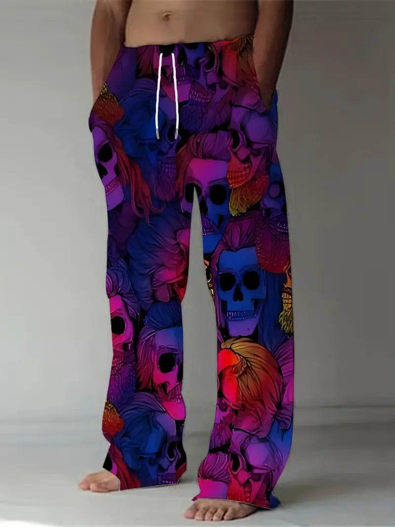 Digital Printing Casual Elastic Pants for Men - Trendy Wide Leg Style - Buy Center