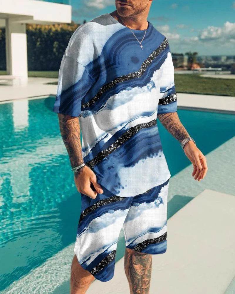 Men's Summer 3D Printed Tracksuit Set - Casual Eagle Design - Buy Center