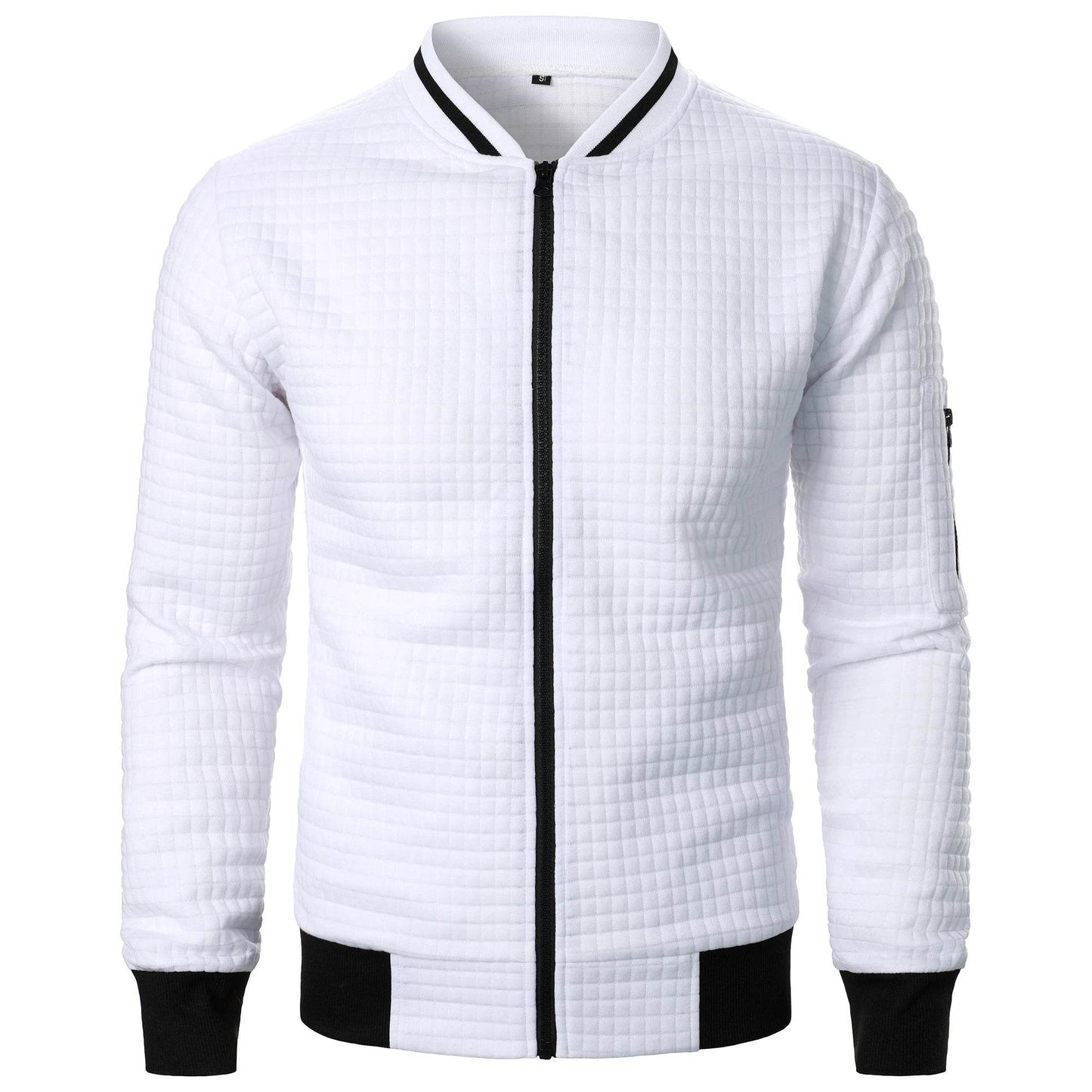 Men's Zipper Stand Collar Hoodie - Casual Plaid Cardigan Coat - Buy Center