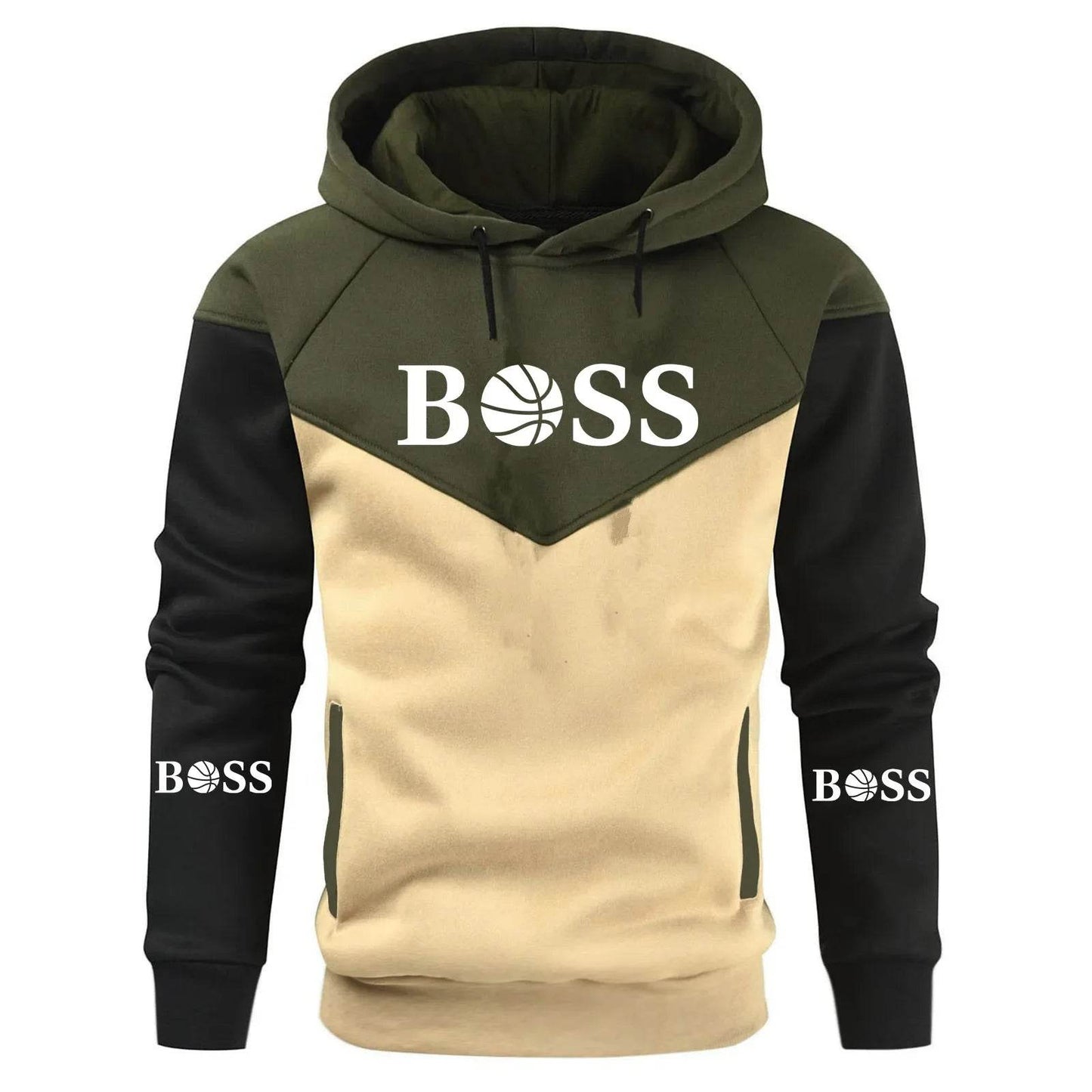 Men's Patchwork Hoodie - Fleece Thermal Sportswear for Fall Winter - Buy Center