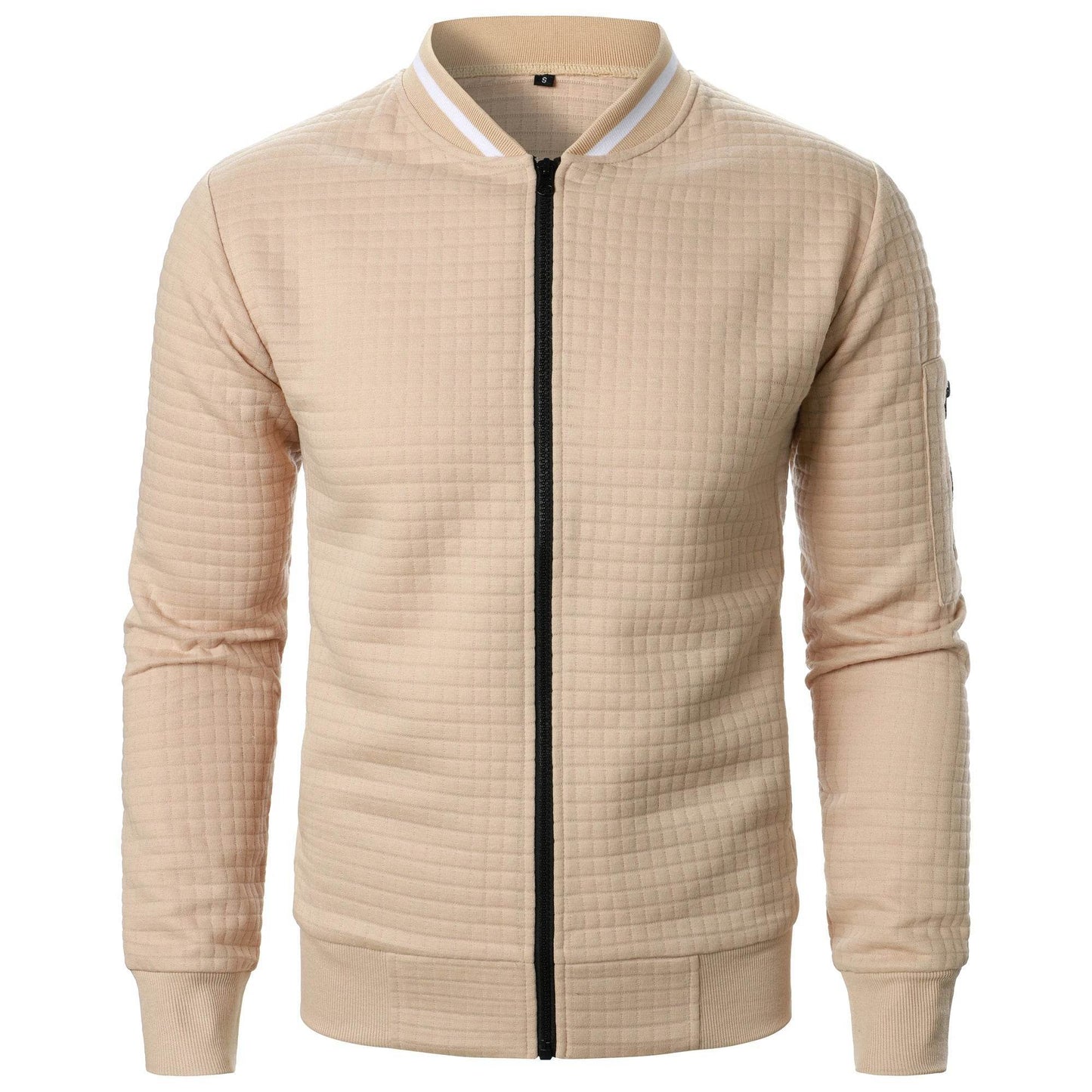 Men's Zipper Stand Collar Hoodie - Casual Plaid Cardigan Coat - Buy Center