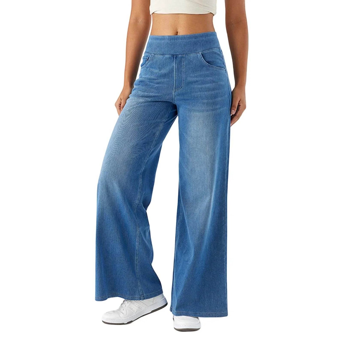 YOUYEDIAN Women’s High Waist Baggy Jeans - Retro Wide Leg Denim - Buy Center