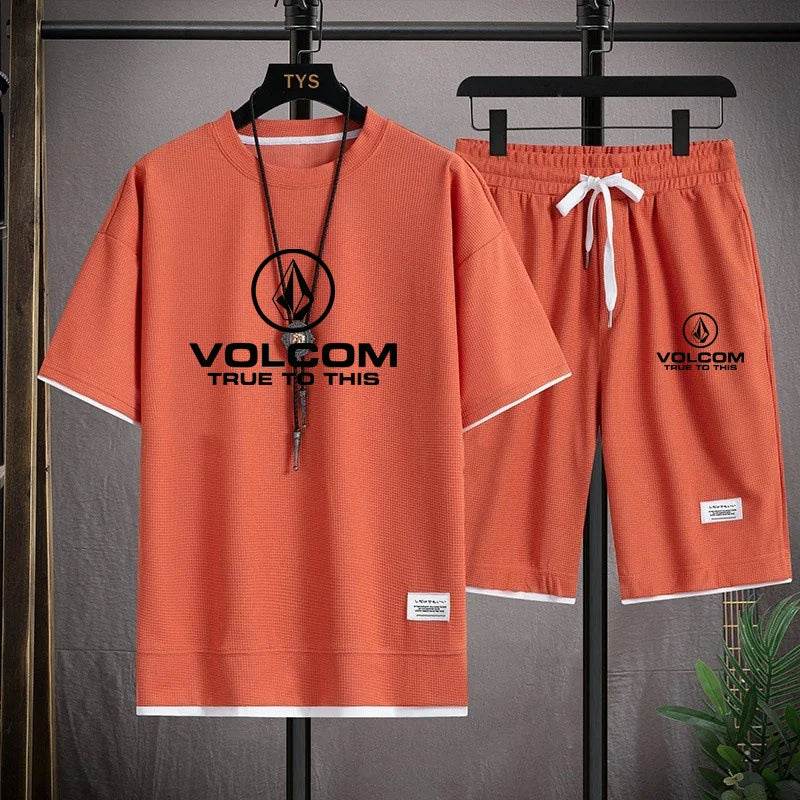 VOLCOM Men's Summer Tracksuit - Casual Print T-Shirt & Shorts Set - Buy Center