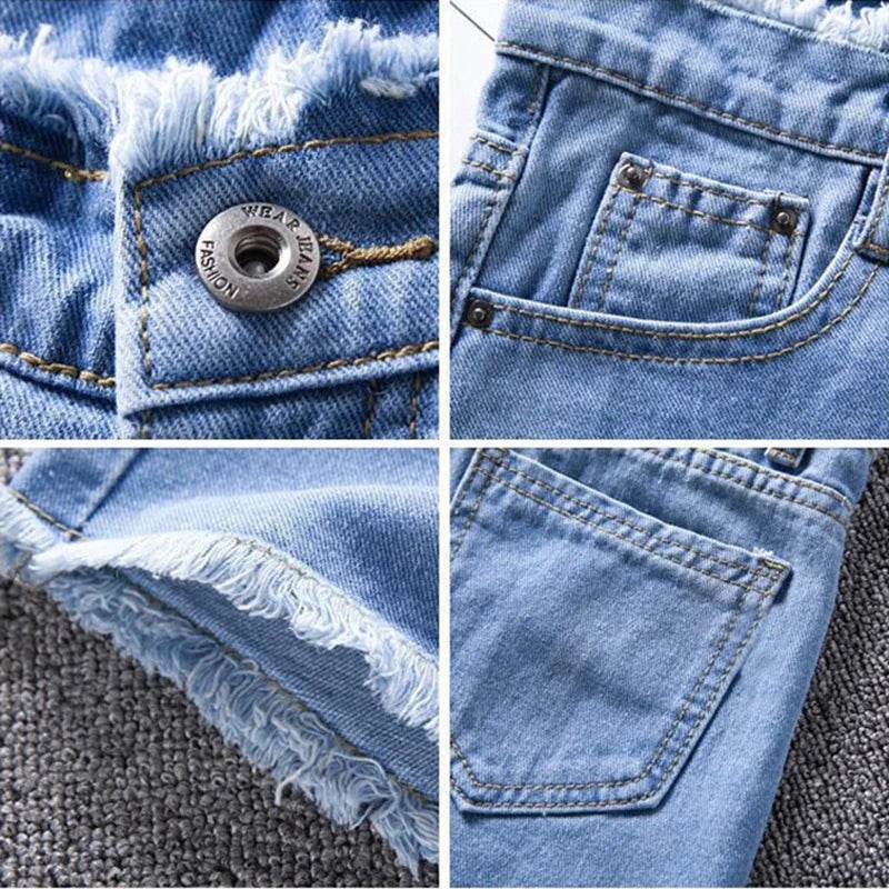 OKXGNZ Women's High Waist Denim Shorts - Casual Distressed Style - Buy Center