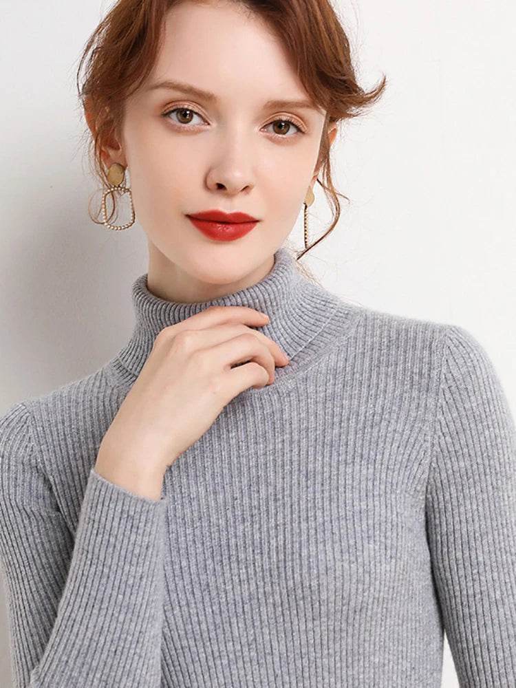 Women's Fall Turtleneck Sweater - Soft Cashmere Knit Pullover - Buy Center