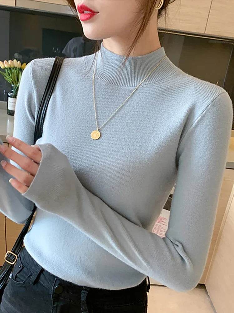 Women's Autumn Winter Turtleneck Sweater - Slim Fit Knitted Top - Buy Center