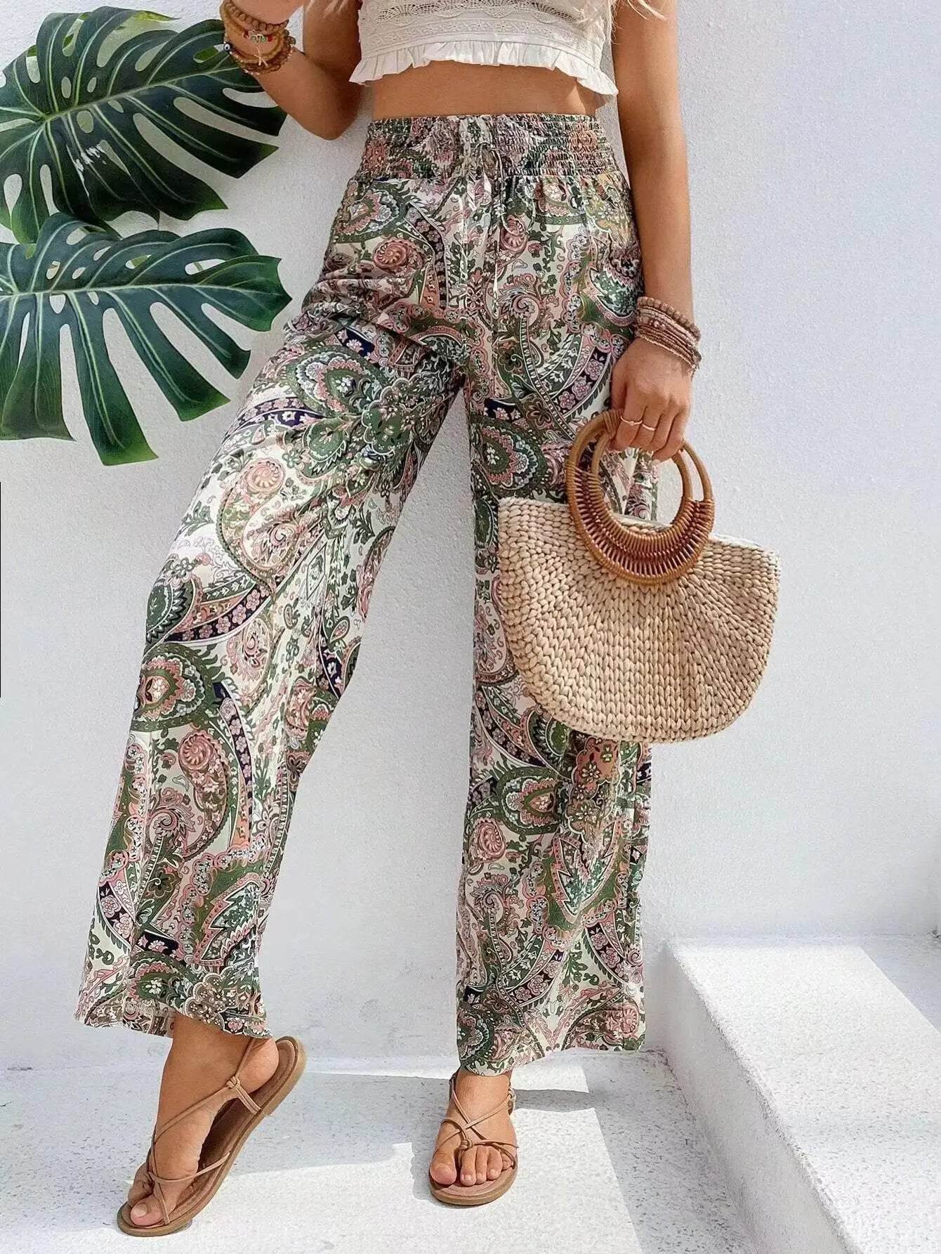Vintage Tie Dye Wide-Leg Pants for Women - Casual Spring Style - Buy Center