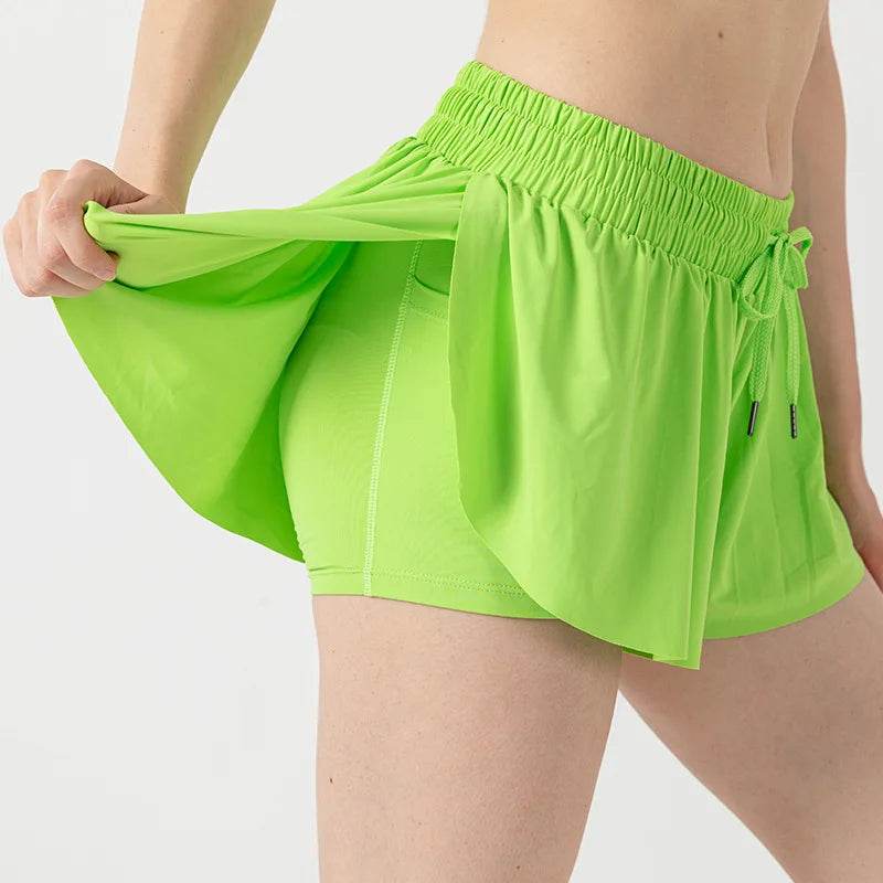 INLUMINE Women's 2-in-1 Flowing Sports Shorts - Butterfly Design - Buy Center