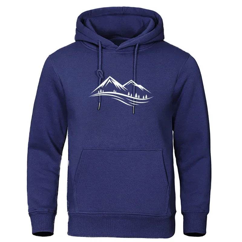 Casual Men's Mountain Printed Hoodies - Spring Autumn Long Sleeve - Buy Center