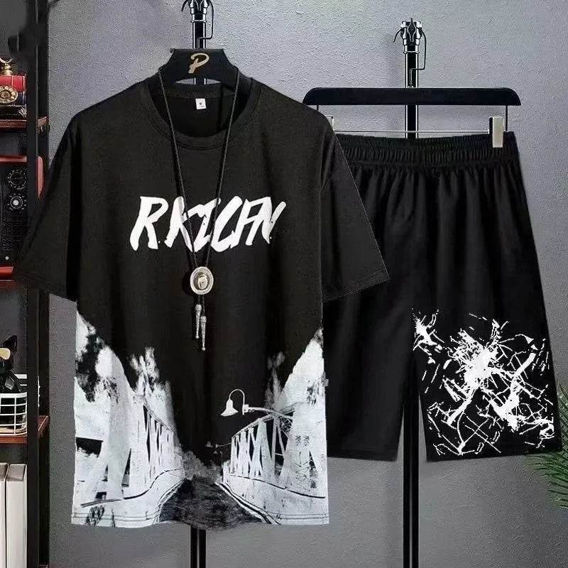 Men's Casual Graffiti T-Shirt Set - Comfort and Style for Summer - Buy Center