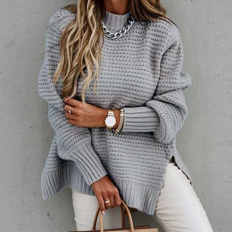 Women's Thick Turtleneck Pullover - Side Split, Cold Resistance Sweater - Buy Center
