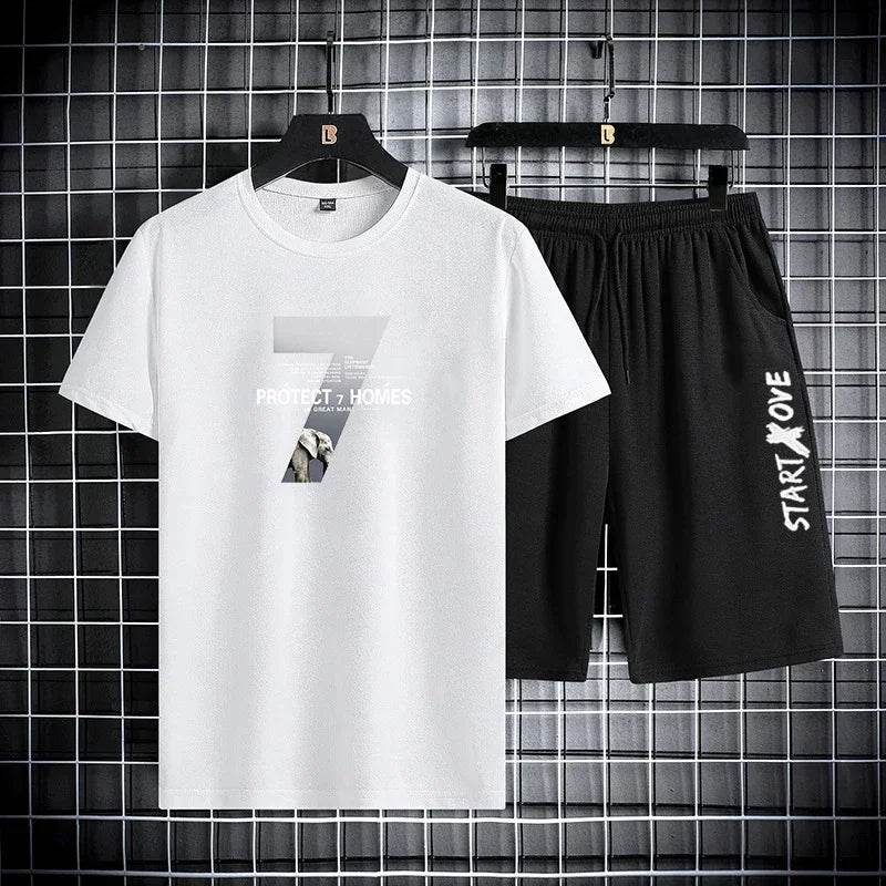XMSFTD Men's Summer T-Shirt and Shorts Set - Casual Sportswear - Buy Center