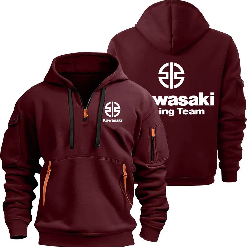 Kawasaki Men's Half Zipper Hoodie - Casual Spring Autumn Pullover - Buy Center