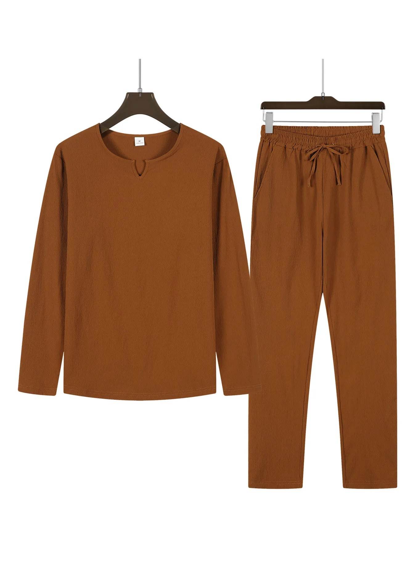 GYKMH Men's 2pcs Suit Set - Casual V-Neck Shirt & Sweatpants - Buy Center