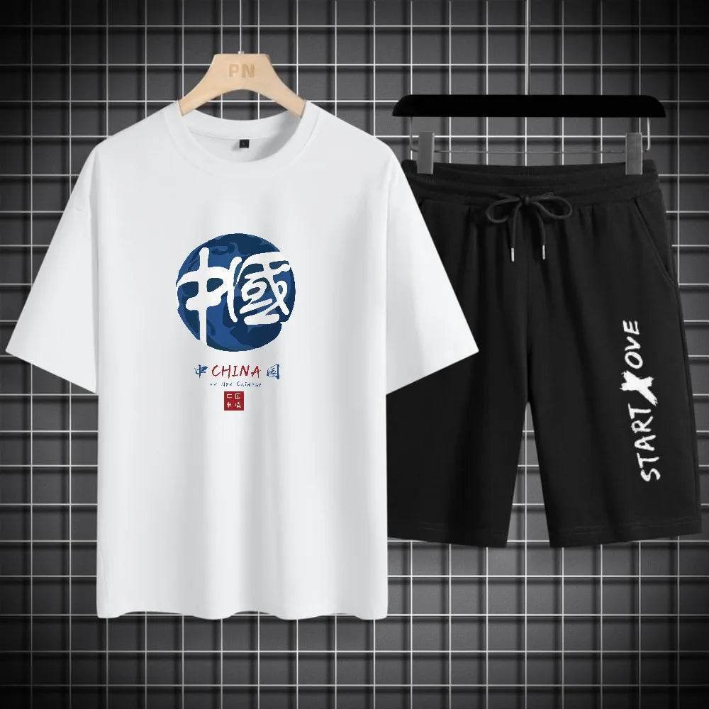 Men's Summer Quick-Drying Casual Tracksuit - Short Sleeve T-Shirt & Shorts - Buy Center