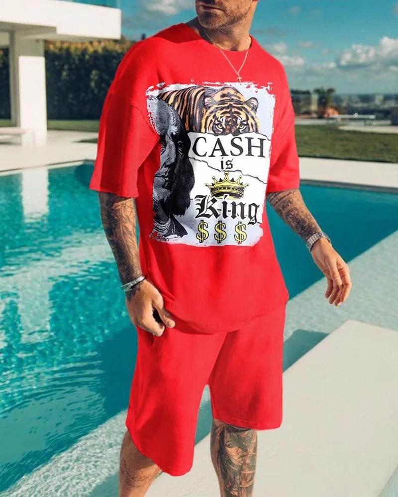 Men's Summer 3D Printed Tracksuit Set - Casual Eagle Design - Buy Center